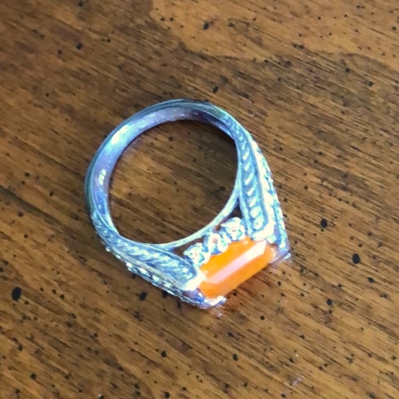 New Authentic Silver Fire Opal & Topaz Ring Size 7 main image 0